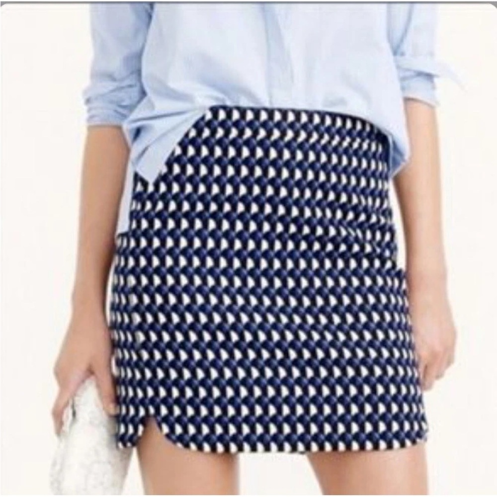 J. Crew Jet Set Geo Mini Skirt Size 2 Blue, Black and White